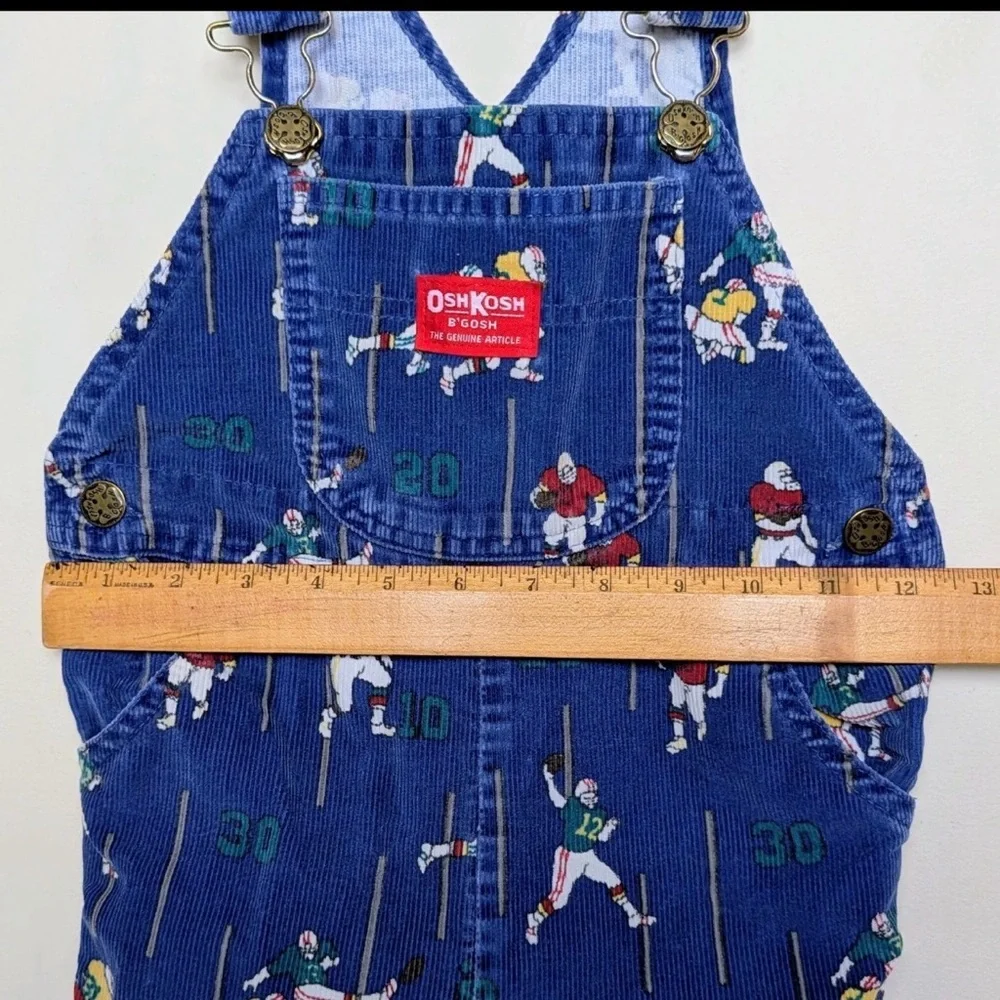 Vintage OshKosh B'gosh Corduroy Overalls with Football‎ Print
